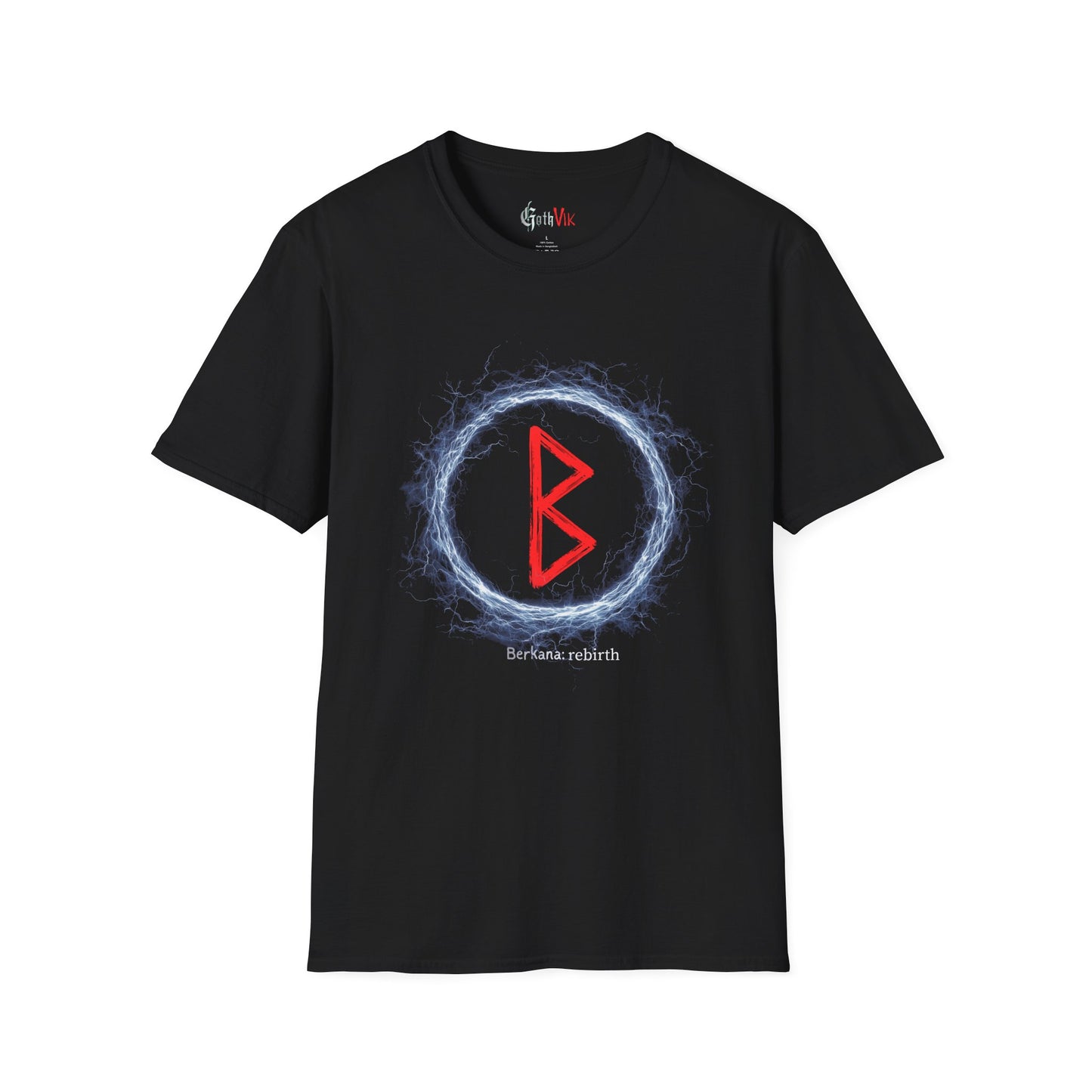 Men's Lightning Ring Rebirth Berkana Norse Viking Rune T Shirt