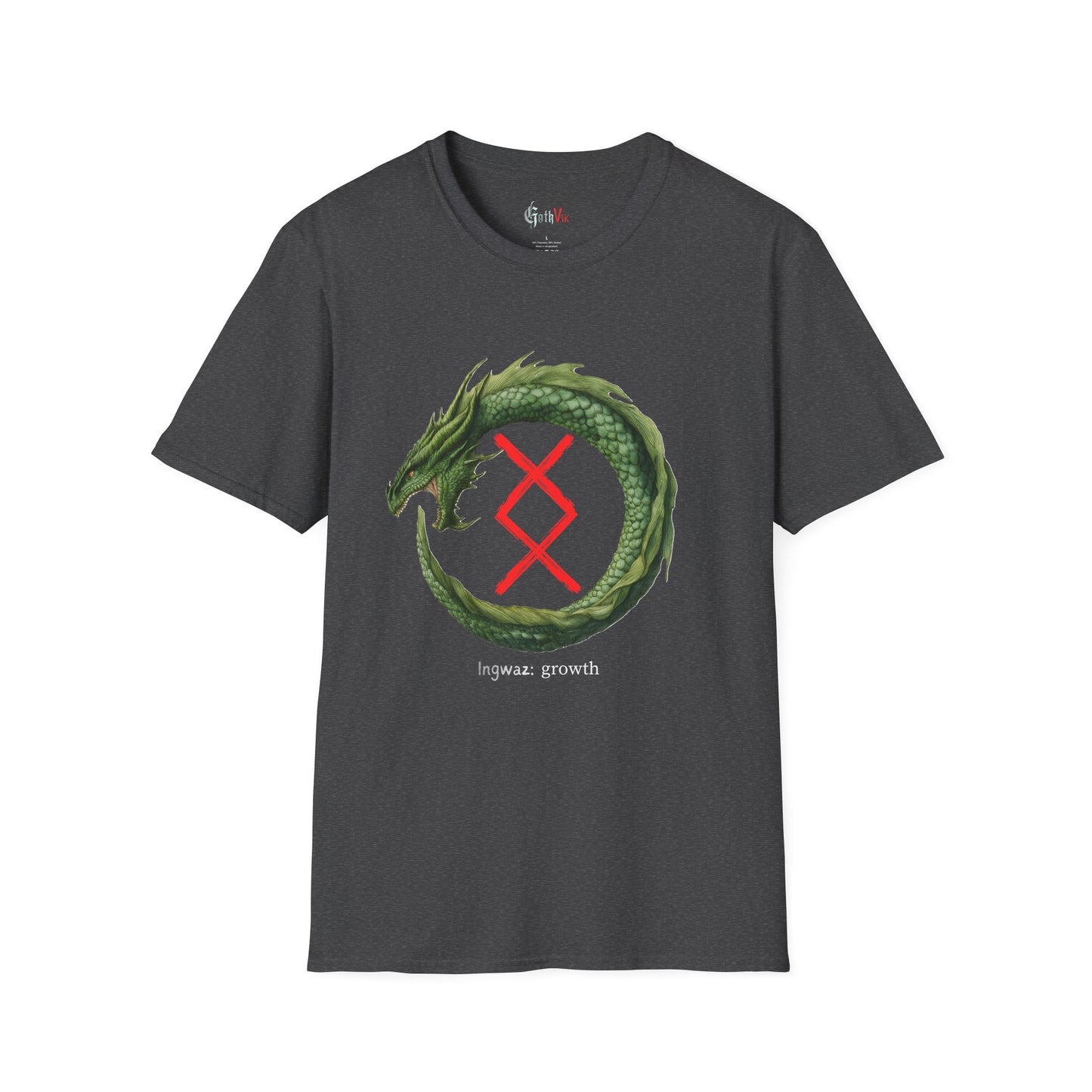 Women's Green Ouroborus Growth: Ingwaz Norse Viking Rune T Shirt