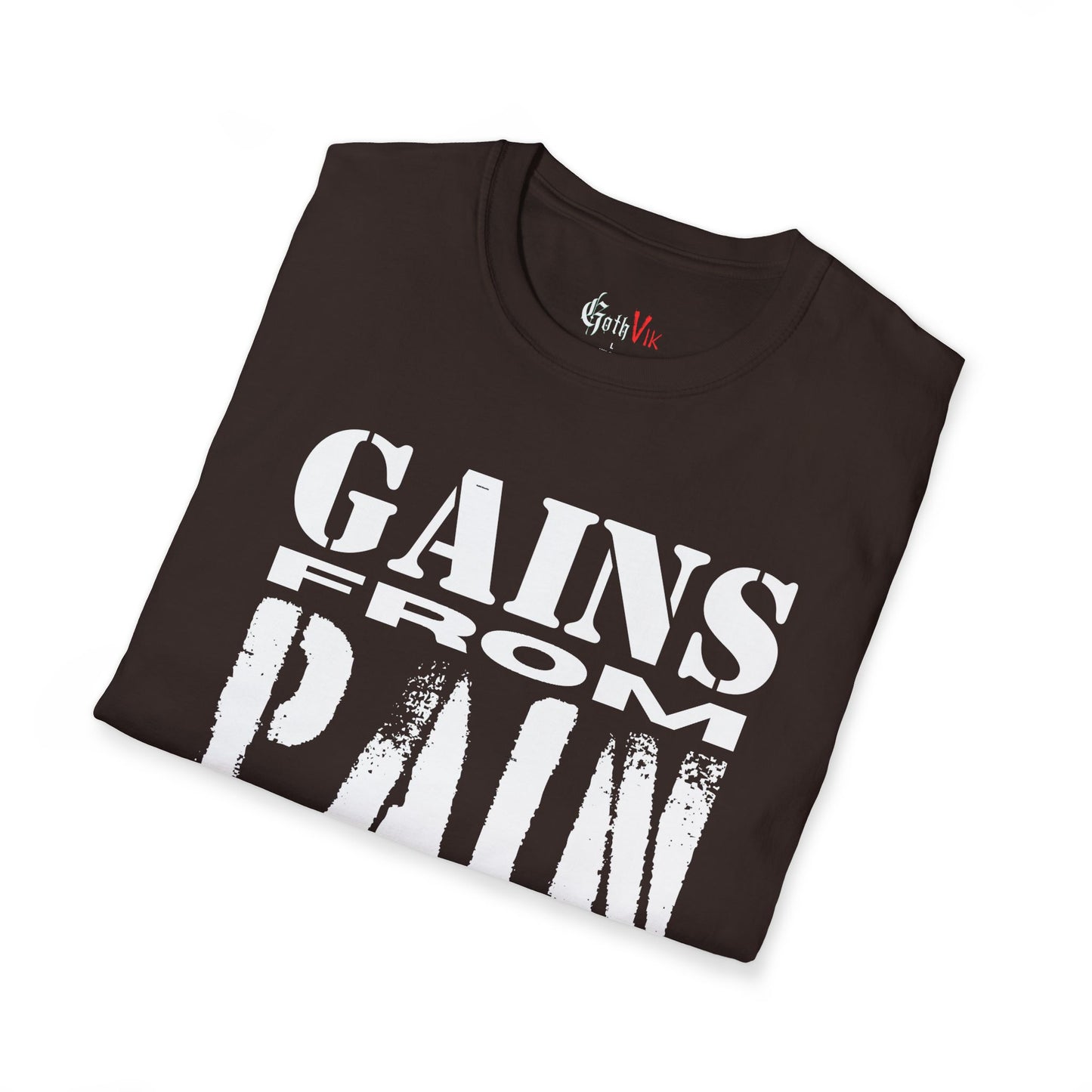 Gains From Pain T-Shirt:  Motivational Gym and Fitness Workout Tee