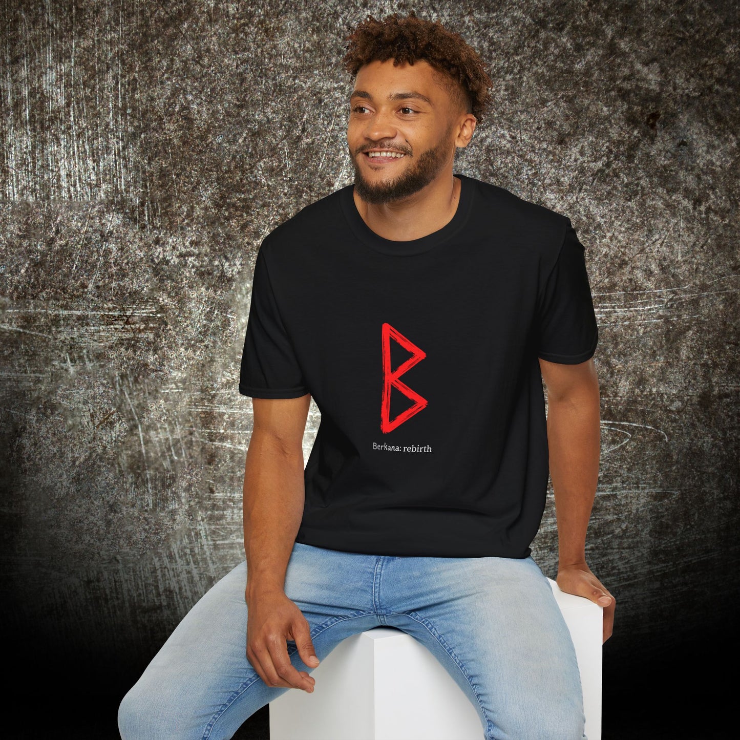 Men's Red Berkana Rebirth Norse Viking Rune