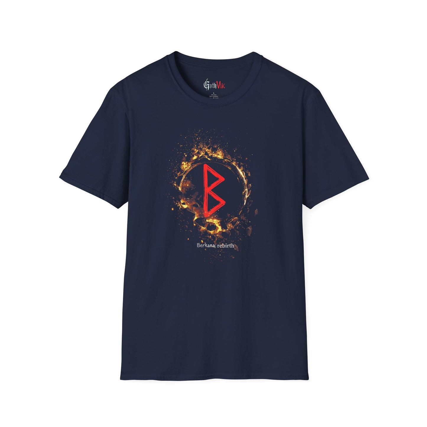 Women's Rebirth 'Berkano'  Viking Rune T-Shirt — Gold Ring Design
