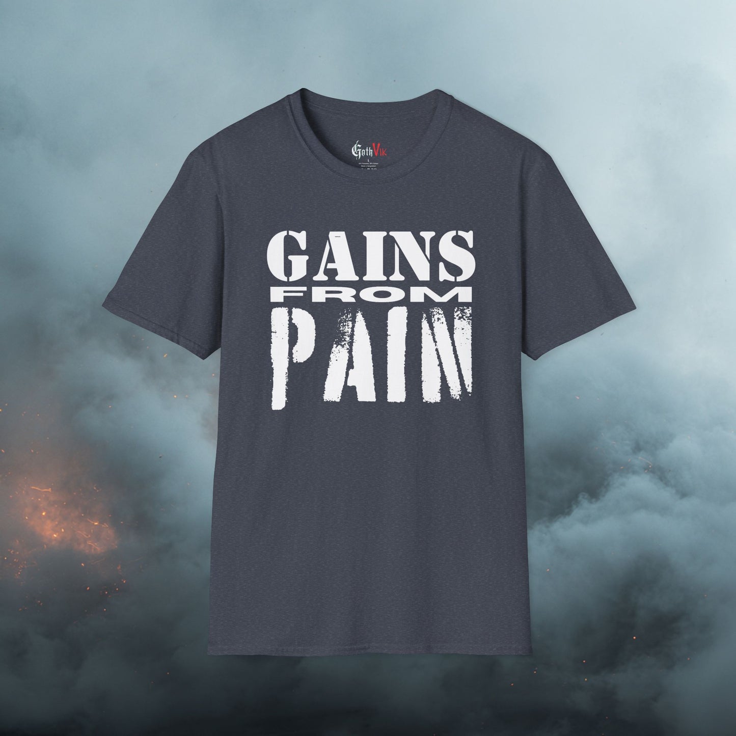 Gains From Pain T-Shirt:  Motivational Gym and Fitness Workout Tee