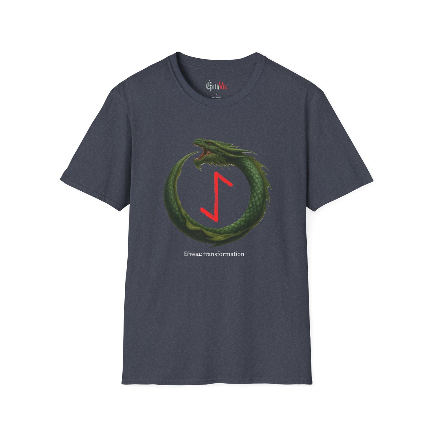 Women's Green Ouroboros Transformation Eihwaz Norse Viking Rune T-Shirt