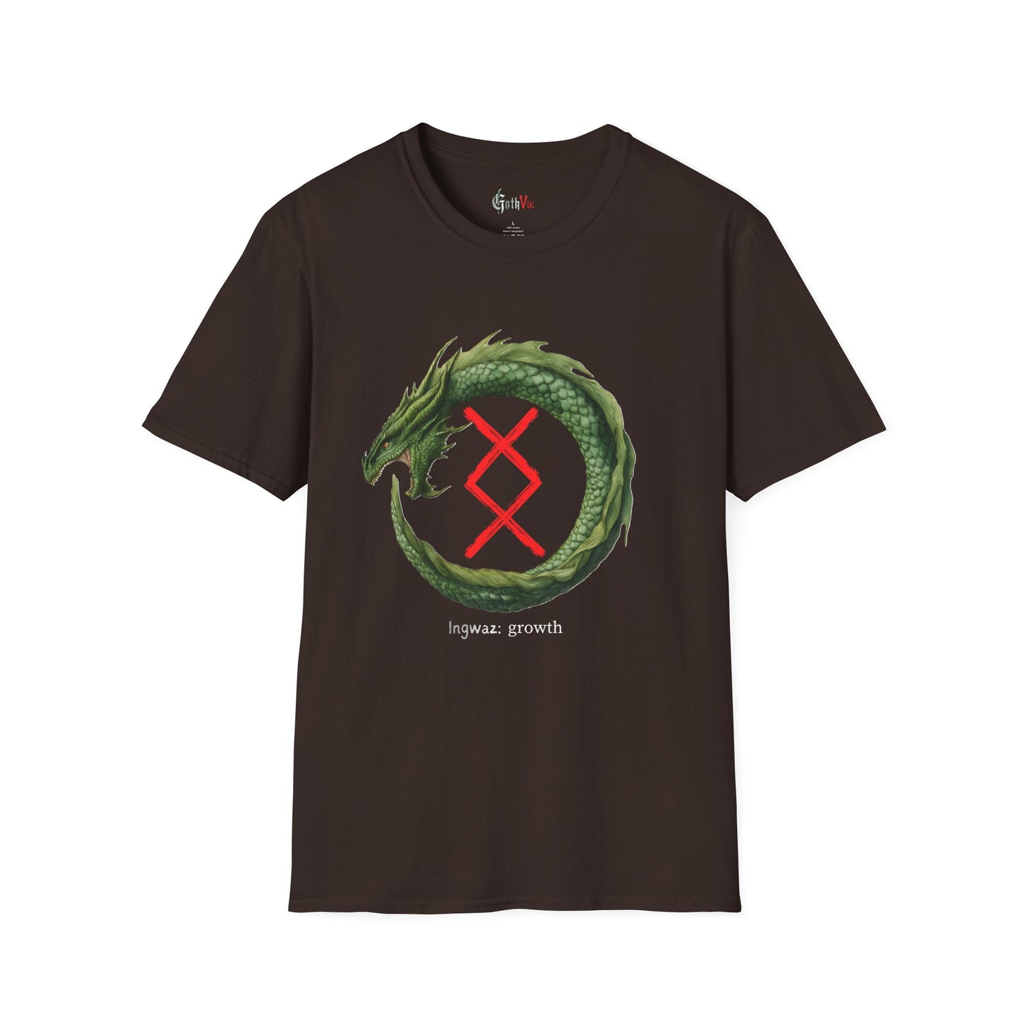 Women's Green Ouroboros Endurance: Ingwaz Norse Viking Rune T Shirt