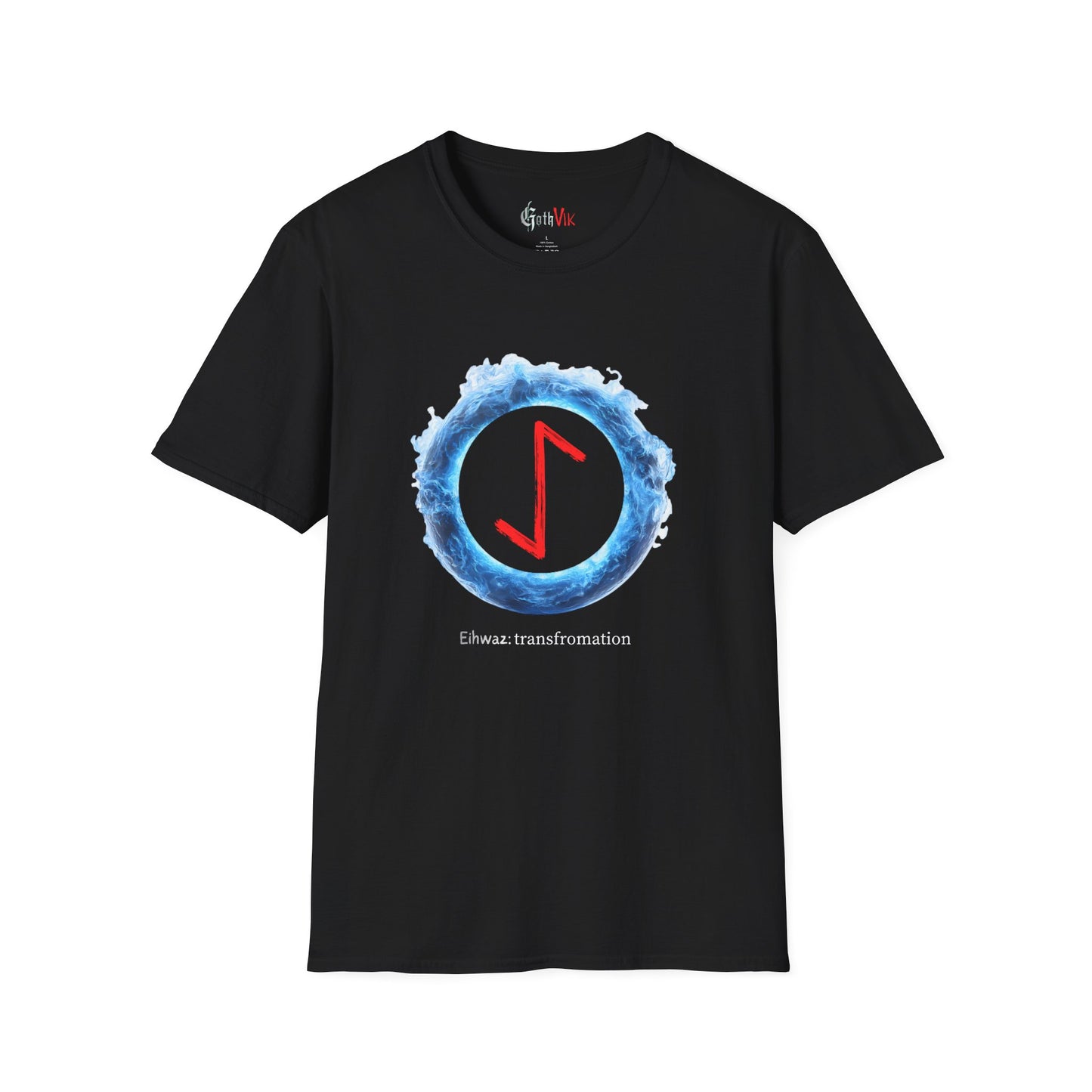Men's Blue Fire Ring Transformation Eihwaz Norse Viking Rune T-Shirt