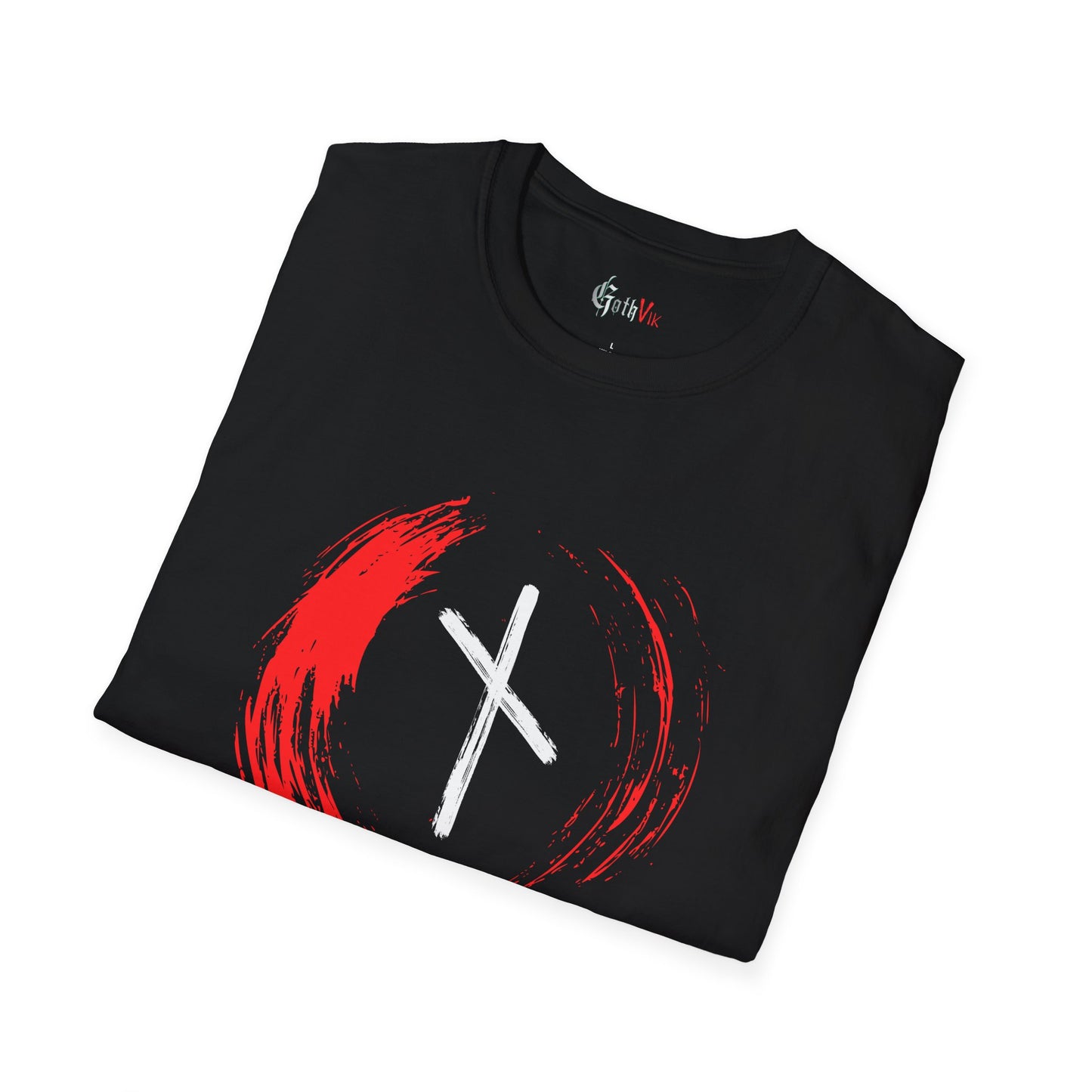 Men's Red Brush Circle Endurance: Nauthiz Norse Viking Rune T Shirt