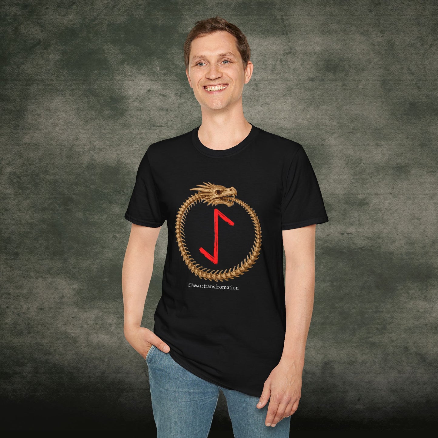 Men's Ouroborus Skeleton Transformation Eihwaz Norse Vking Rune