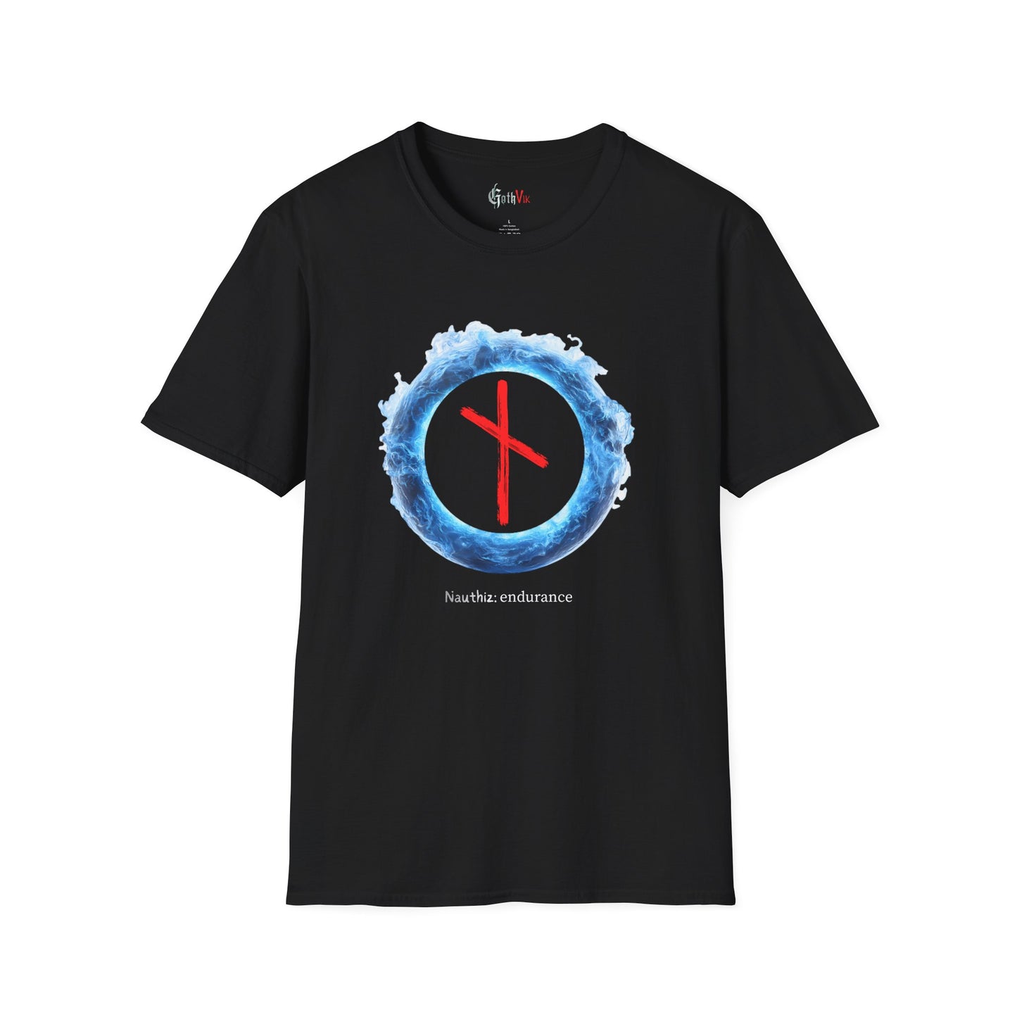 Men's Blue Fire Ring Endurance: Nauthiz Norse Viking Rune T Shirt