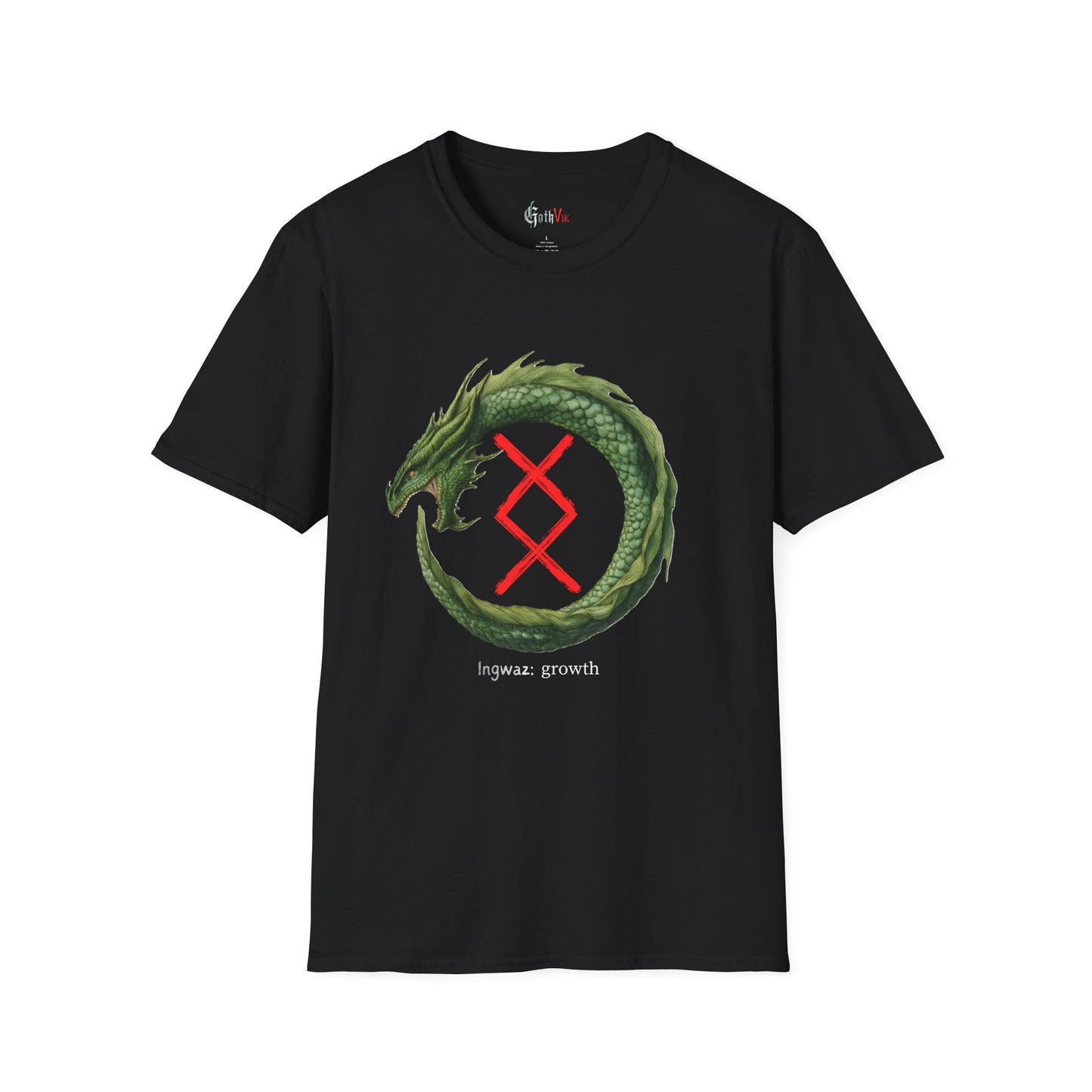 Men's Green Ouroboros Endurance: Ingwaz Norse Viking Rune T Shirt