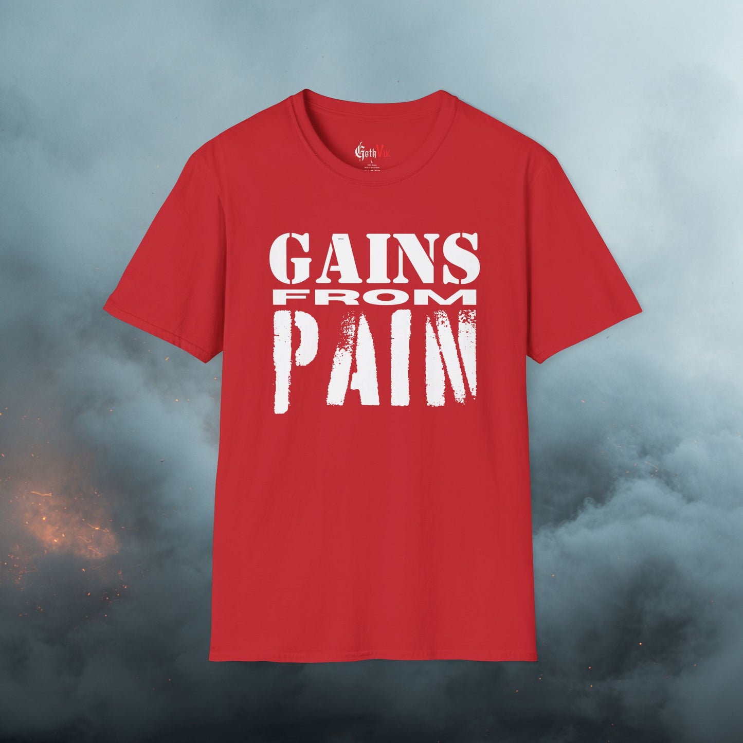 Gains From Pain T-Shirt:  Motivational Gym and Fitness Workout Tee