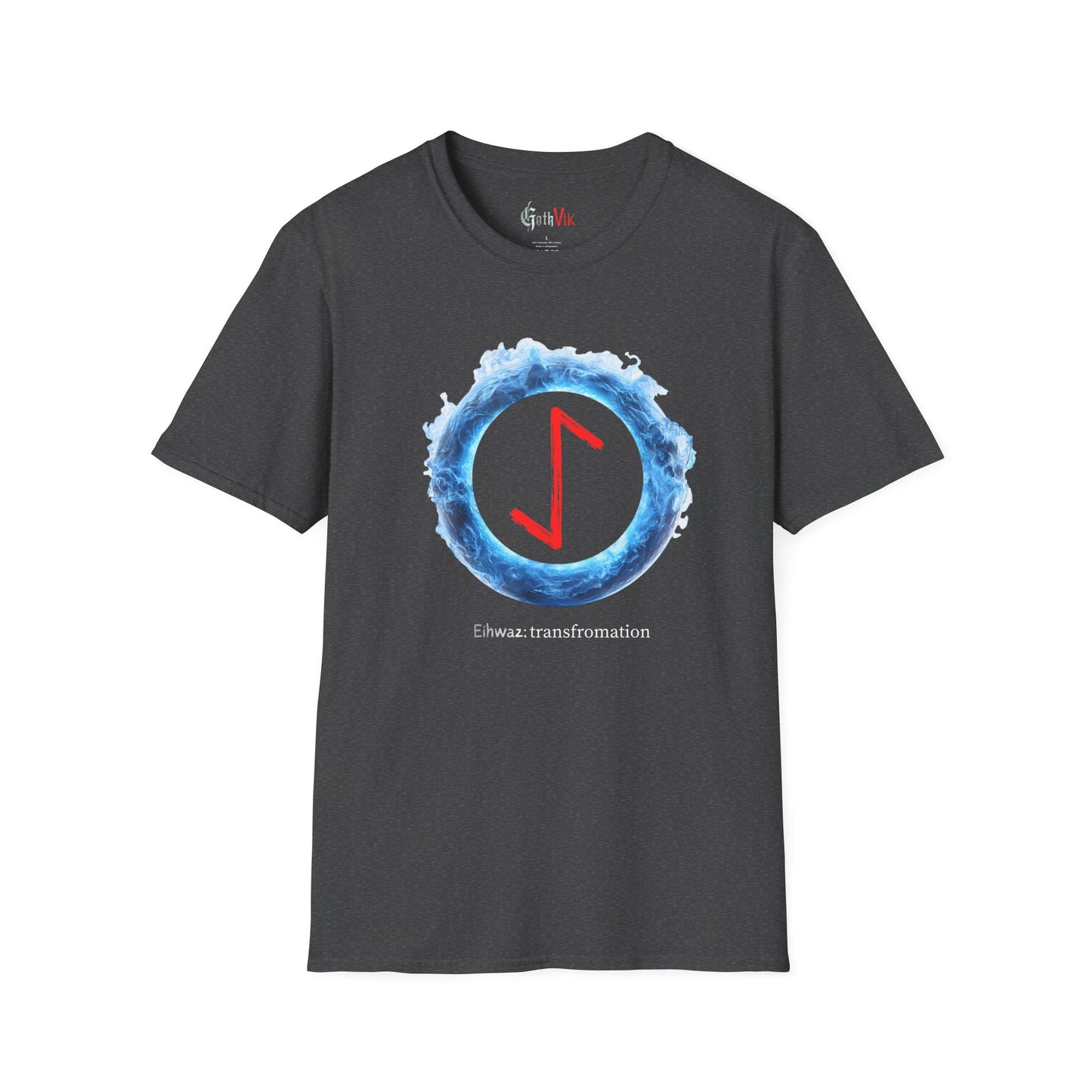 Women's Blue Fire Ring Transformation Eihwaz Norse Viking Rune T-Shirt